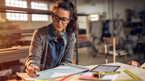 woman working on developing a patent